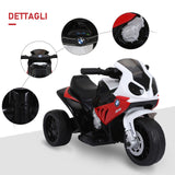 easycomfort easycomfort moto elettrica per bambini max 20kg con licenza bmw 3 ruote batteria ricaricabile 6v bianco rosso 66x37x44cm