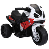 easycomfort easycomfort moto elettrica per bambini max 20kg con licenza bmw 3 ruote batteria ricaricabile 6v bianco rosso 66x37x44cm