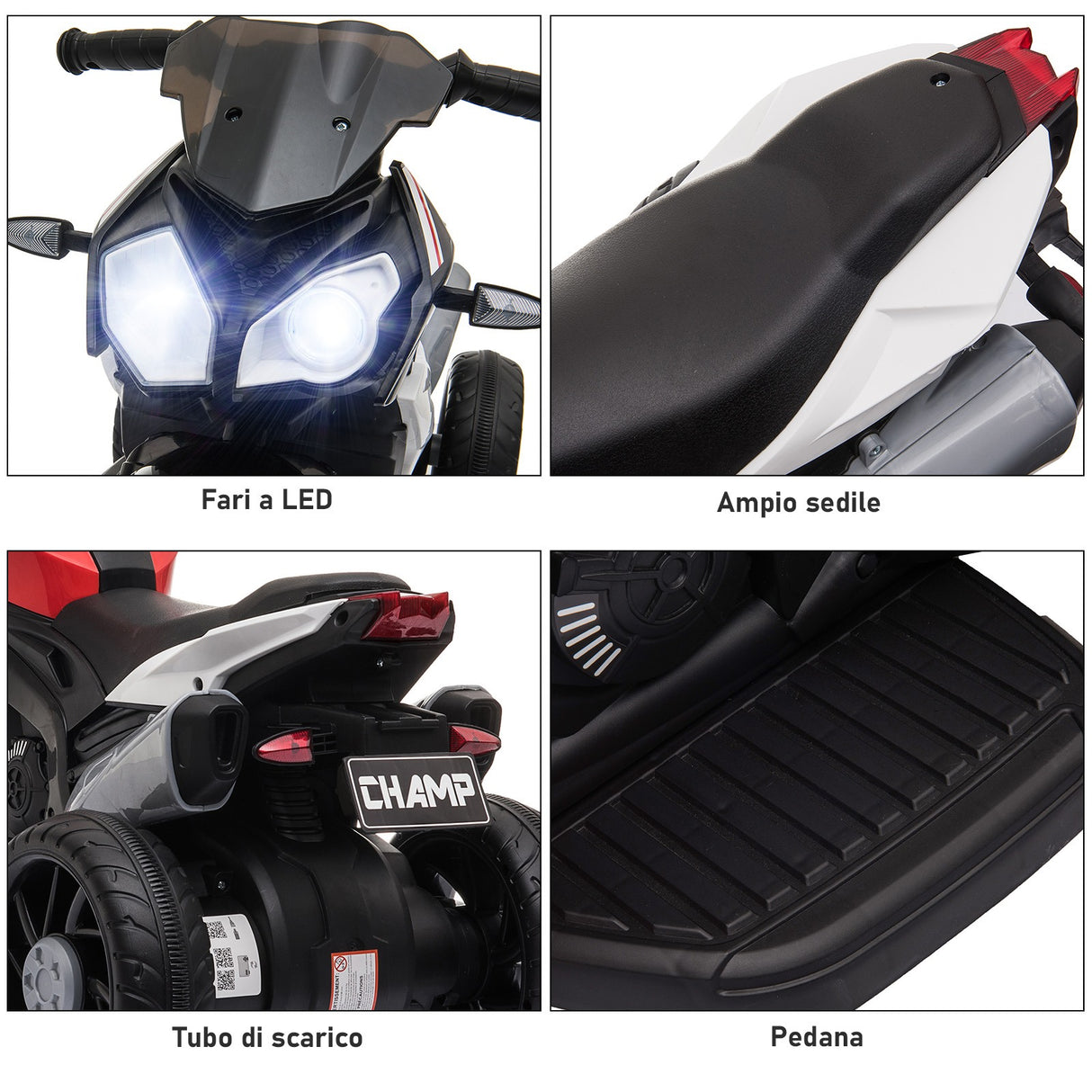 easycomfort easycomfort moto elettrica per bambini 3 5 anni max 25kg con luci musica batteria 6v e velocita 3kmh 86cmx42cmx52cm rossa