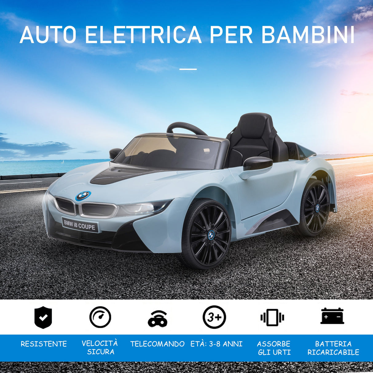 easycomfort easycomfort macchinina elettrica bmw per bambini 3 8 anni con telecomando luci e lettore mp3 blu