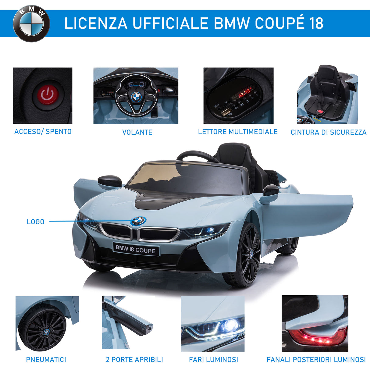 easycomfort easycomfort macchinina elettrica bmw per bambini 3 8 anni con telecomando luci e lettore mp3 blu