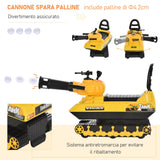 easycomfort easycomfort carro armato bambini con cannone spara palline e vano contenitore giochi cavalcabili per bambini 3 anni 68cmx24cmx41 5cm giallo