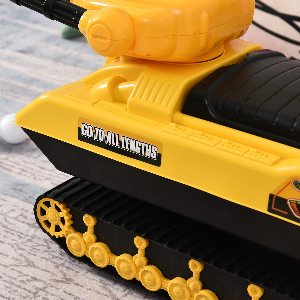 easycomfort easycomfort carro armato bambini con cannone spara palline e vano contenitore giochi cavalcabili per bambini 3 anni 68cmx24cmx41 5cm giallo