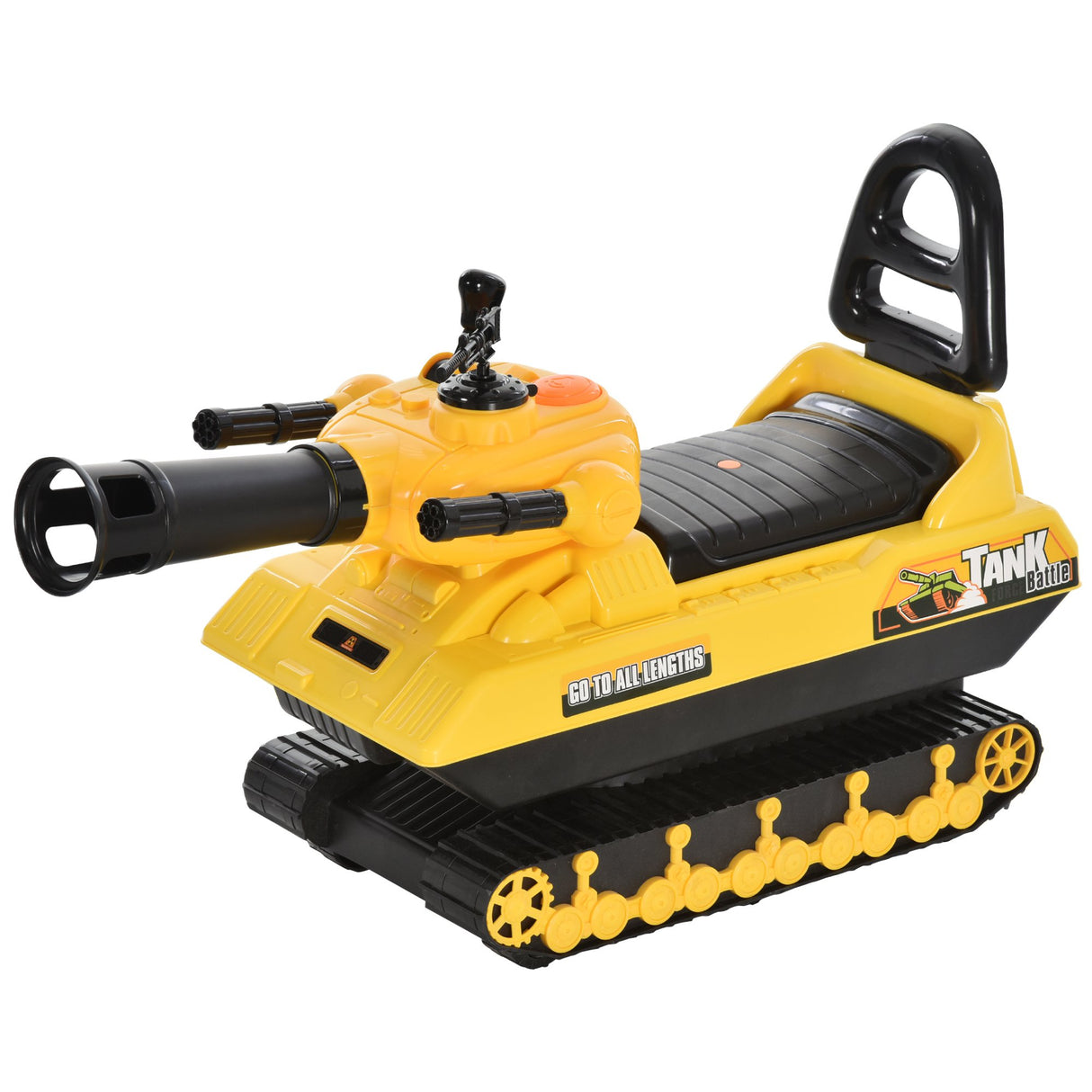 easycomfort easycomfort carro armato bambini con cannone spara palline e vano contenitore giochi cavalcabili per bambini 3 anni 68cmx24cmx41 5cm giallo