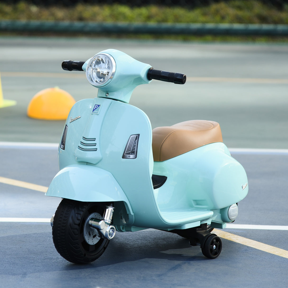 easycomfort easycomfort moto elettrica per bambini con licenza ufficiale vespa batteria 6v fari e clacson per bimbi da 18 36 mesi verde 66 5x38x52cm