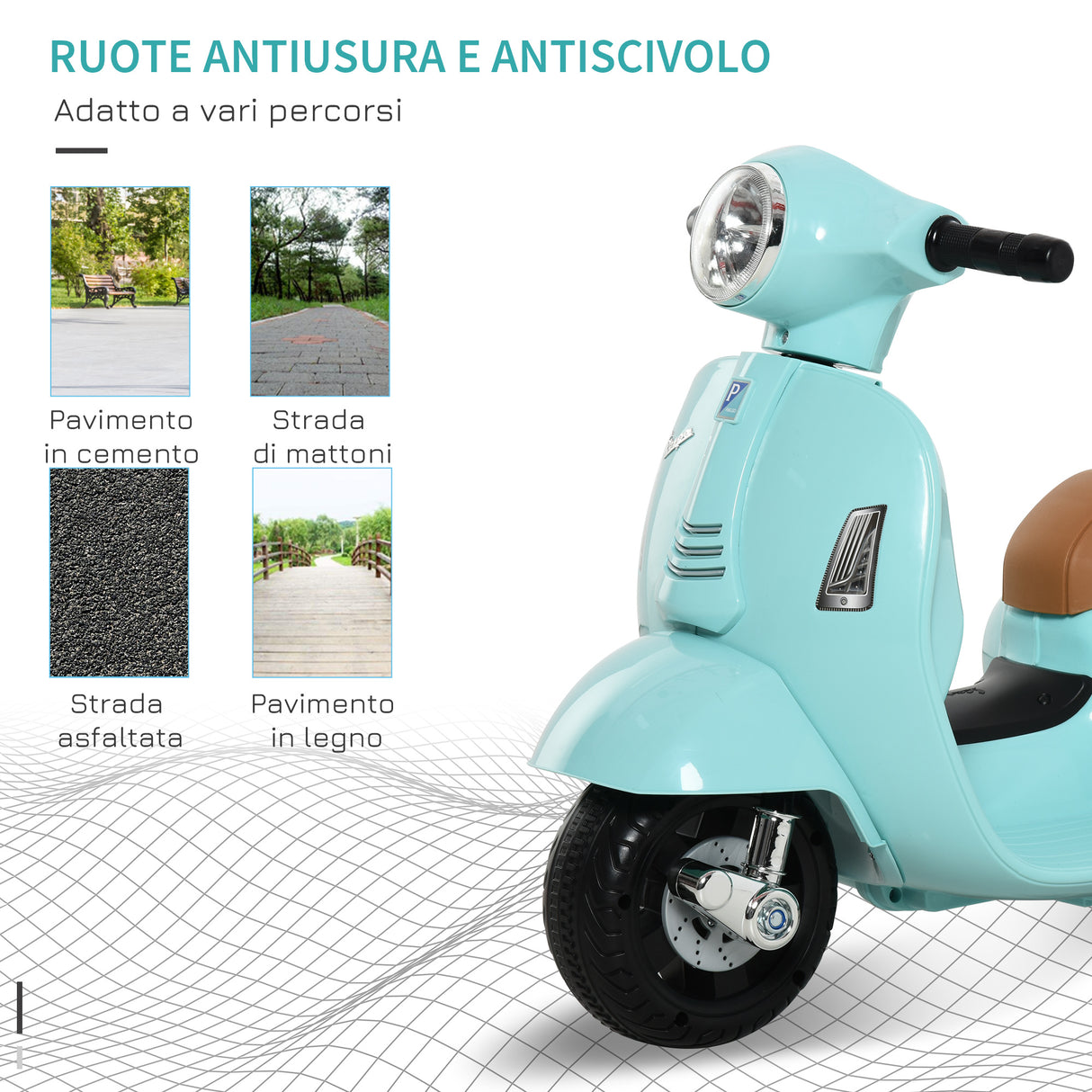 easycomfort easycomfort moto elettrica per bambini con licenza ufficiale vespa batteria 6v fari e clacson per bimbi da 18 36 mesi verde 66 5x38x52cm
