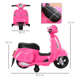 easycomfort easycomfort moto elettrica per bambini con licenza ufficiale vespa batteria 6v fari e clacson per bimbi da 18 36 mesi rosa 66 5x38x52cm