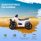 easycomfort easycomfort quad per bambini atv elettrico 6v con fari e clacson velocita 3kmh eta 18 36 mesi 65x40x43cm nero bianco
