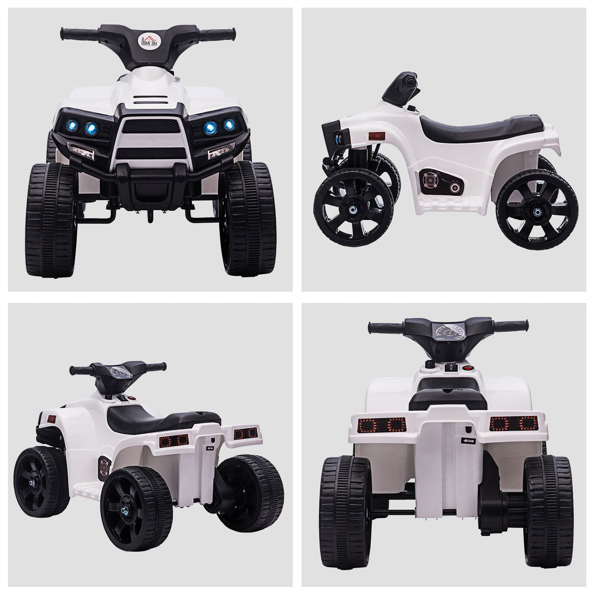 easycomfort easycomfort quad per bambini atv elettrico 6v con fari e clacson velocita 3kmh eta 18 36 mesi 65x40x43cm nero bianco