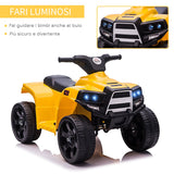 easycomfort easycomfort quad elettrico per bambini atv 6v con fari e clacson velocita 3kmh eta 18 36 mesi 65x40x43cm nero giallo