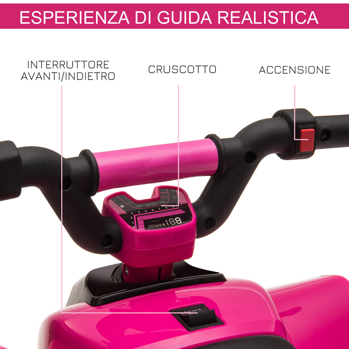 easycomfort easycomfort quad per bambini elettrico con batteria ricaricabile 6v e velocita 2 8 4 6kmh 72x40x45 5 cm rosa