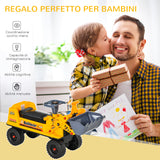 easycomfort easycomfort ruspa giocattolo con volante escavatore manuale e vano nascosto gioco cavalcabile bambini 2 3 anni 70x26x37cm giallo