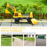 easycomfort easycomfort ruspa giocattolo 2 in 1 con escavatore e mordente vano nascosto gioco cavalcabile bambini 2 3 anni 90x28x58cm giallo