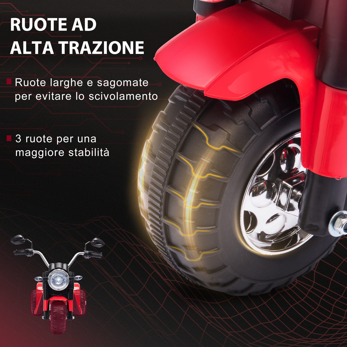 easycomfort easycomfort moto elettrica per bambini a 3 ruote con luci e suoni batteria ricaricabile 6v velocita 2 kmh per bimbi da 18 36 mesi 72x57x56cm rossa