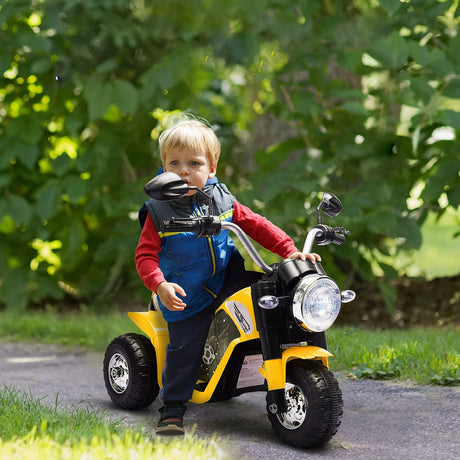 easycomfort easycomfort moto elettrica per bambini a 3 ruote con luci e suoni batteria ricaricabile 6v velocita 2 kmh per bimbi da 18 36 mesi 72cmx57cmx56cm gialla