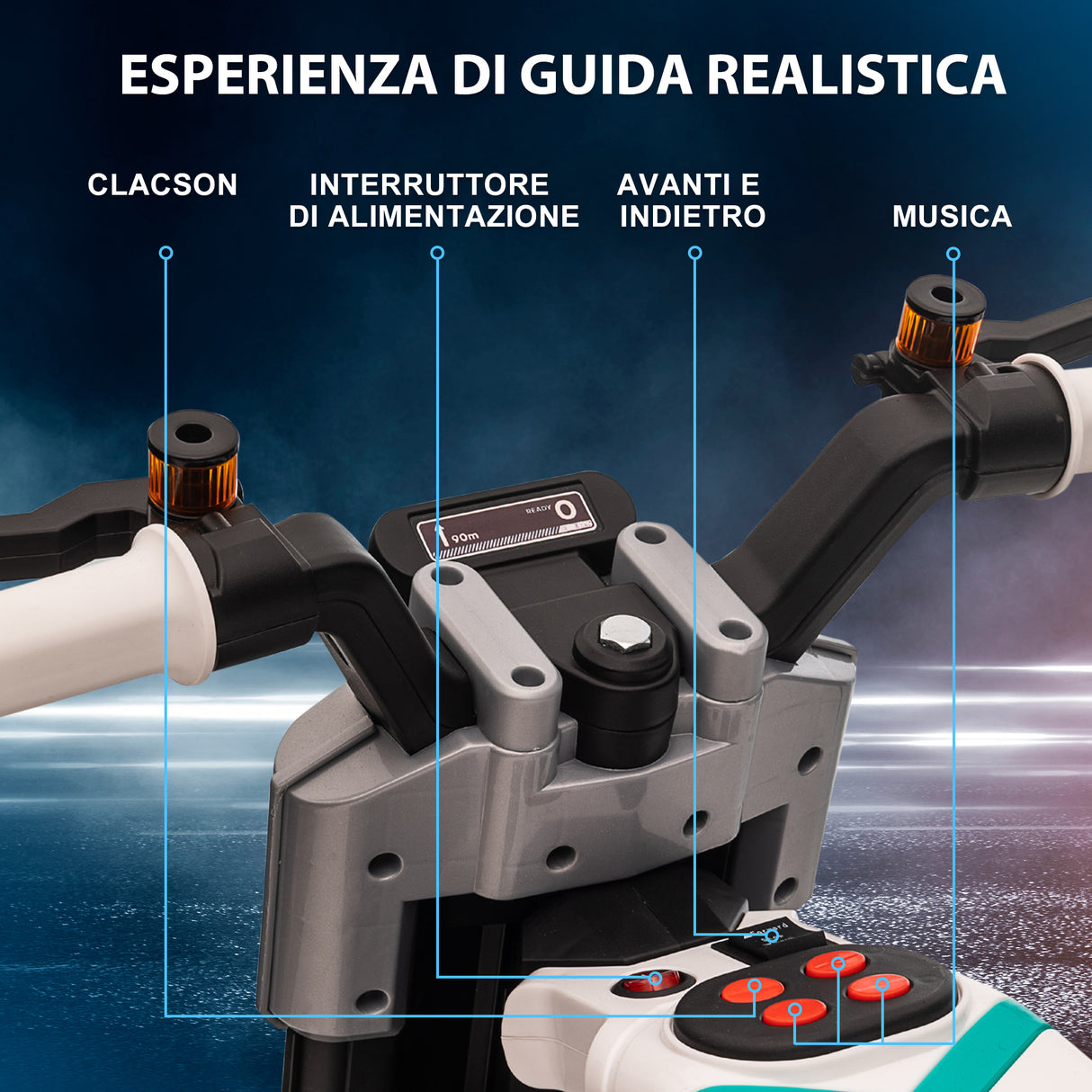 easycomfort easycomfort moto elettrica per bambini 3 5 anni in pp e metallo con rotelle clacson e musica 86x44x58 cm bianca e nera