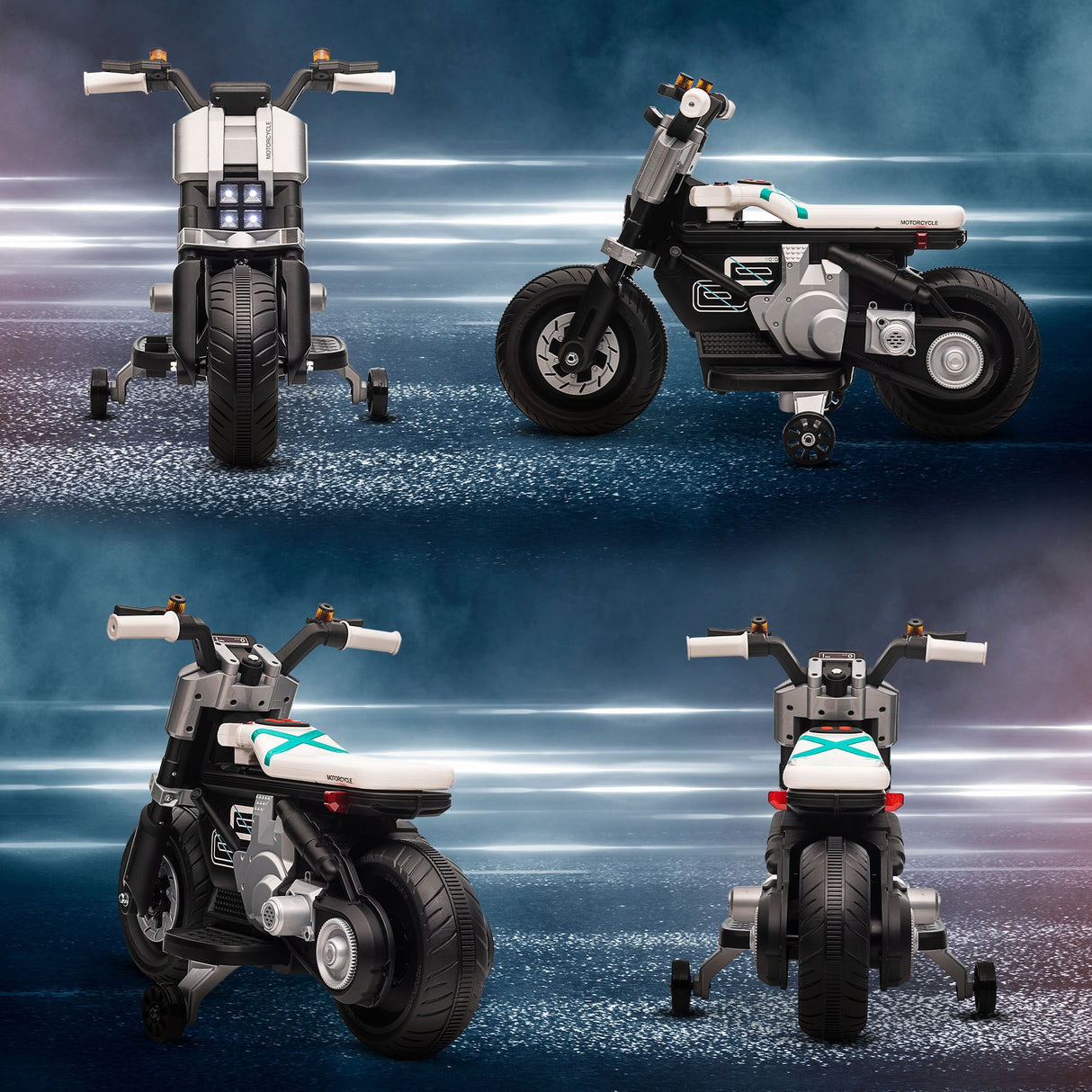 easycomfort easycomfort moto elettrica per bambini 3 5 anni in pp e metallo con rotelle clacson e musica 86x44x58 cm bianca e nera