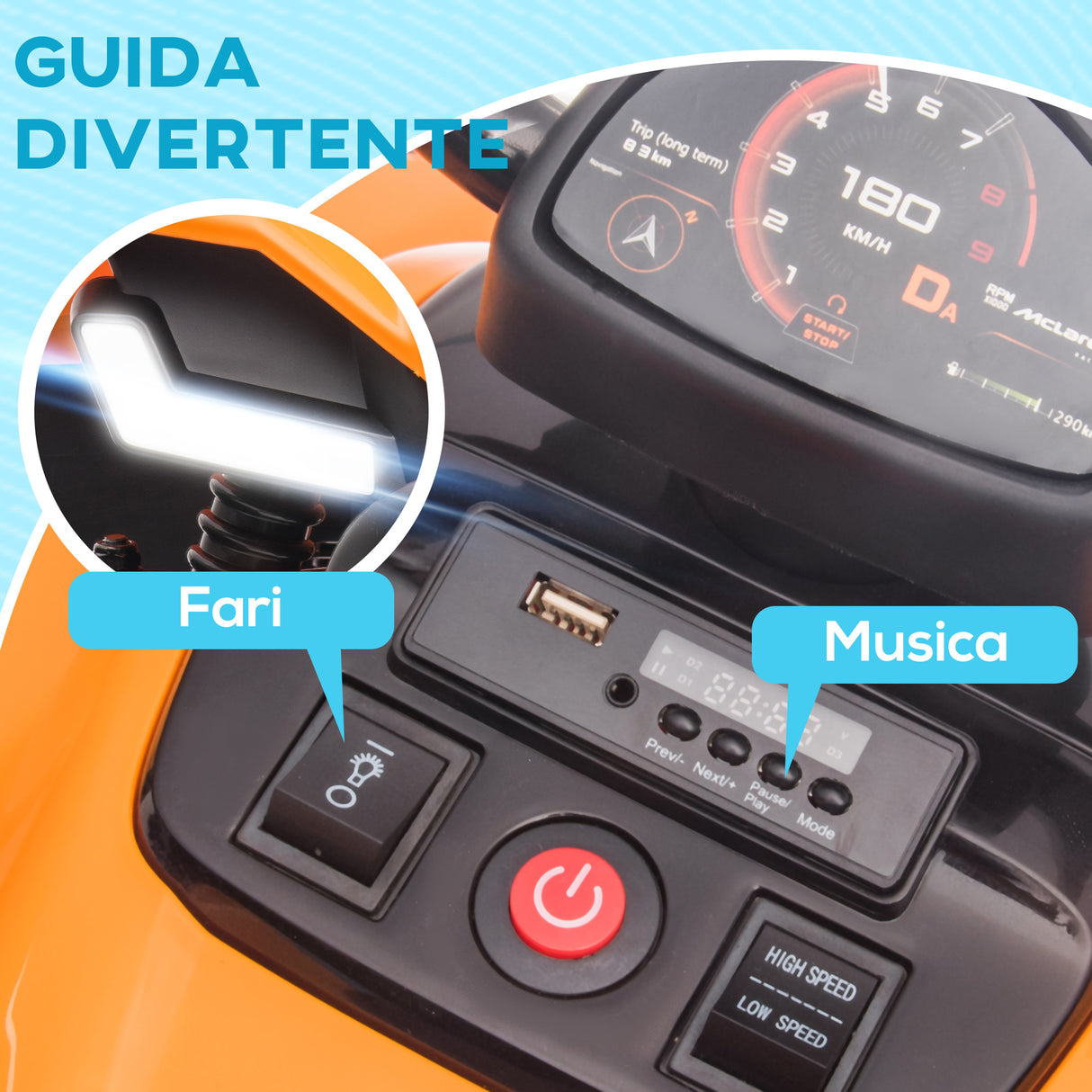 easycomfort easycomfort quad per bambini 3 8 anni con licenza mclaren e fari led 107x71x73 5 cm nero e arancione