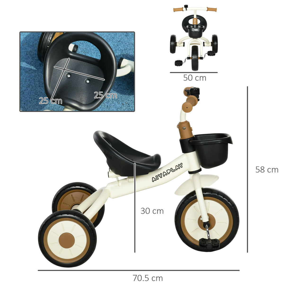 easycomfort easycomfort triciclo per bambini da 2 5 anni con seduta regolabile e campanello 70 5x50x58cm bianco