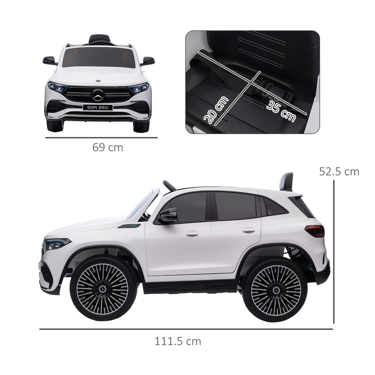 easycomfort easycomfort macchina elettrica per bambini 3 8 anni con telecomando fari e clacson 111 5x69x52 5 cm bianca e nera