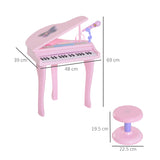 easycomfort easycomfort pianoforte giocattolo per bambini strumento musicale elettrico con 37 tasti luminosi microfono e sgabello inclusi 48x39x69 cm rosa