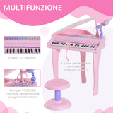 easycomfort easycomfort pianoforte giocattolo per bambini strumento musicale elettrico con 37 tasti luminosi microfono e sgabello inclusi 48x39x69 cm rosa