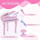 easycomfort easycomfort pianoforte giocattolo per bambini strumento musicale elettrico con 37 tasti luminosi microfono e sgabello inclusi 48x39x69 cm rosa