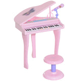 easycomfort easycomfort pianoforte giocattolo per bambini strumento musicale elettrico con 37 tasti luminosi microfono e sgabello inclusi 48x39x69 cm rosa