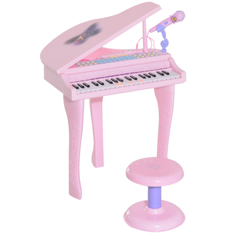 easycomfort easycomfort pianoforte giocattolo per bambini strumento musicale elettrico con 37 tasti luminosi microfono e sgabello inclusi 48x39x69 cm rosa