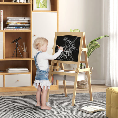 easycomfort easycomfort lavagna per bambini con cavalletto 3 in 1 e cestini eta 3 6 anni 58x50 5x109cm color legno