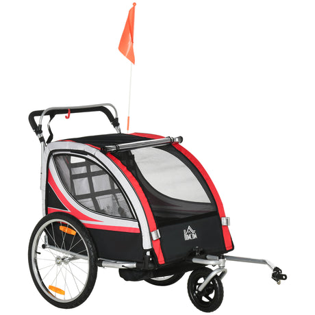 easycomfort easycomfort rimorchio bici per bambini passeggino design 2 in 1 con freno cintura a 5 punti e tasche laterali 116 142x75x101cm multicolore