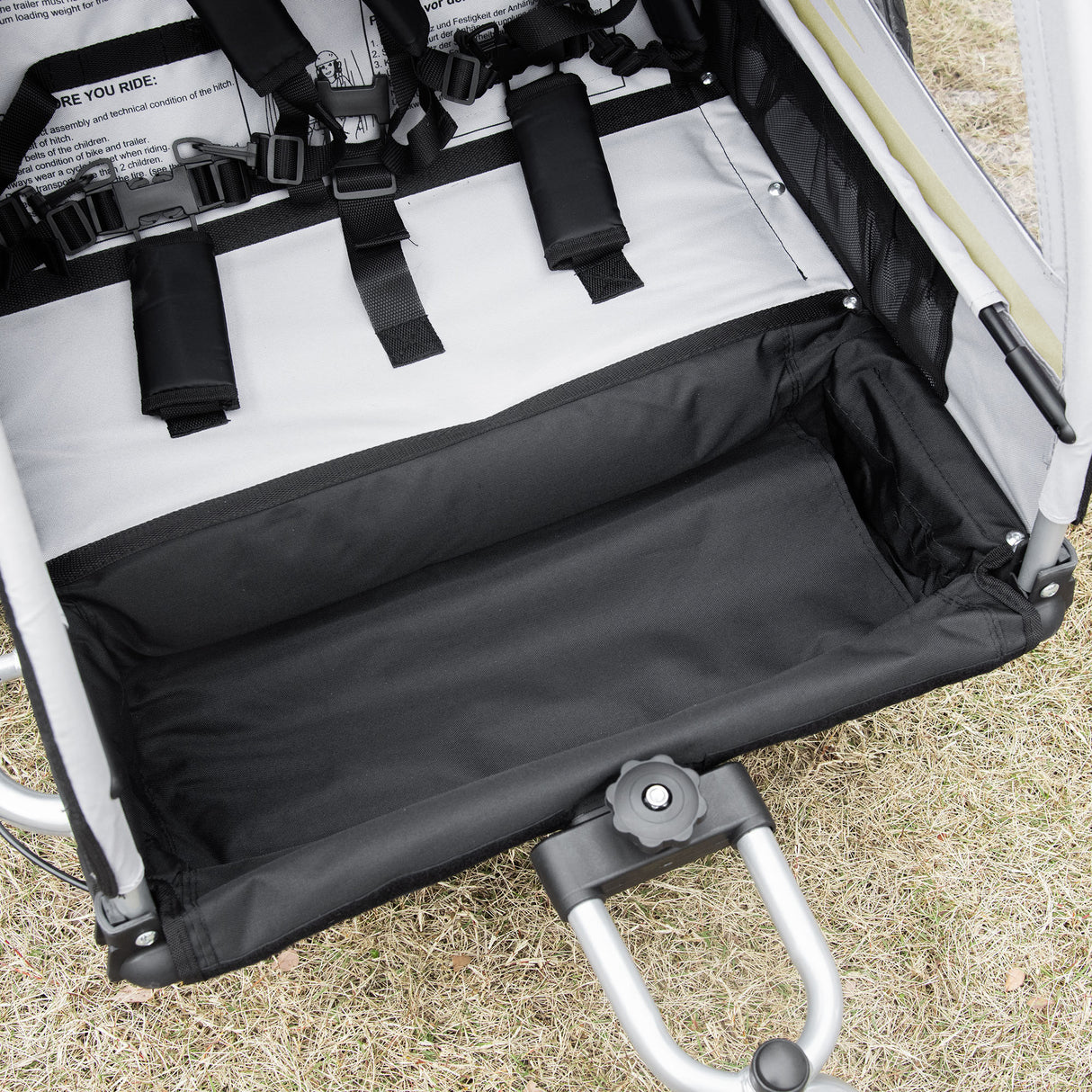 easycomfort rimorchio per bicicletta per 2 bambini 2 in 1 passeggino con cinture di sicurezza catarifrangenti e bandierina giallo