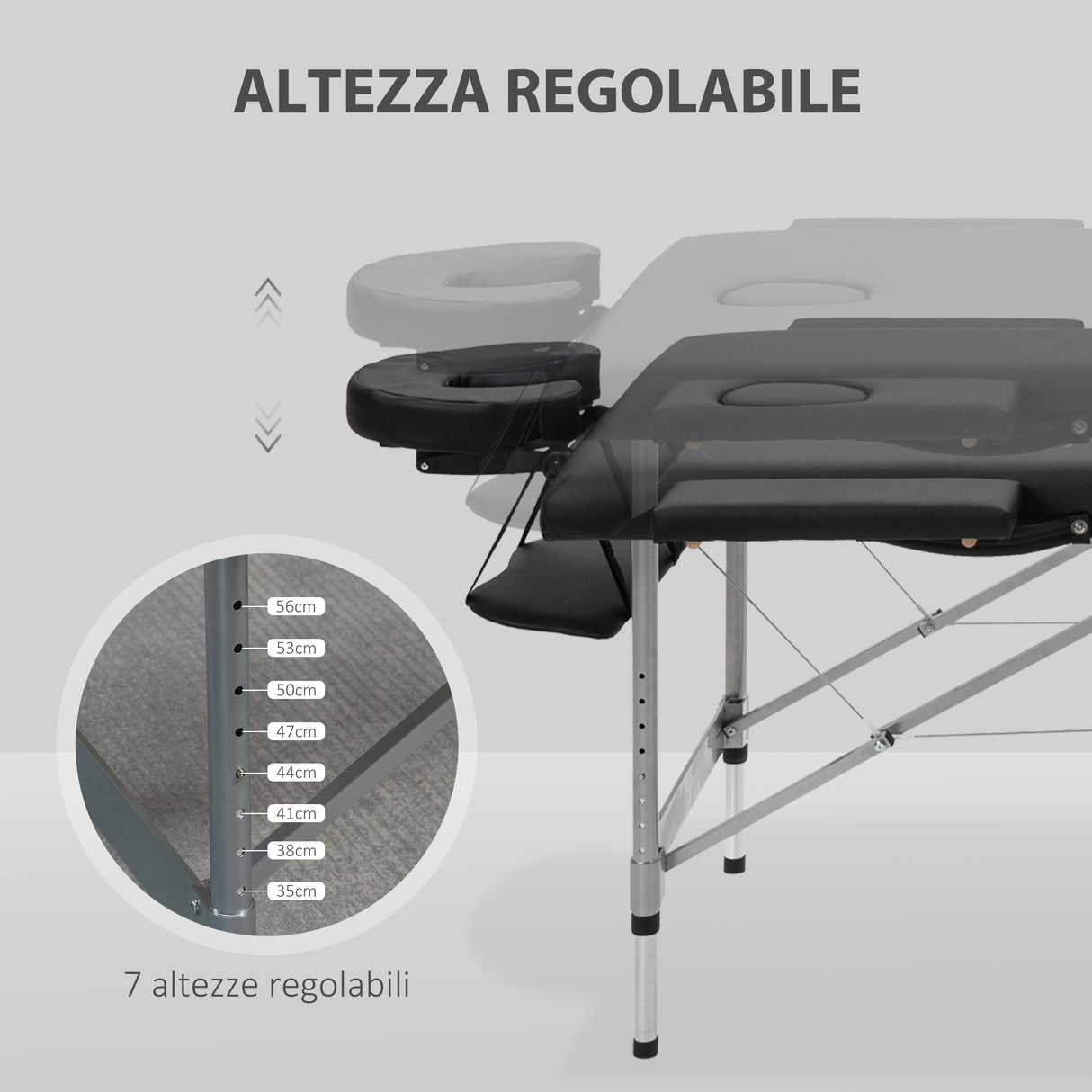 easycomfort lettino per massaggio portatile e pieghevole con altezza regolabile e seduta imbottita 186x71x62 83 cm nero