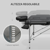 easycomfort lettino per massaggio portatile e pieghevole con altezza regolabile e seduta imbottita 186x71x62 83 cm nero