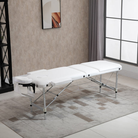 easycomfort lettino massaggi portatile pieghevole e professionale in alluminio bianco 215x60x61 84cm