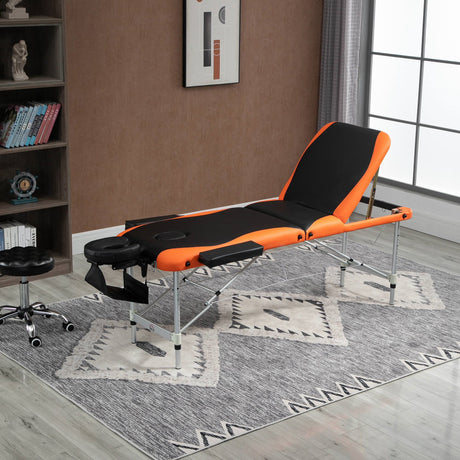 easycomfort easycomfort lettino per massaggi professionale pieghevole in alluminio nero e arancione 215x 60 cm