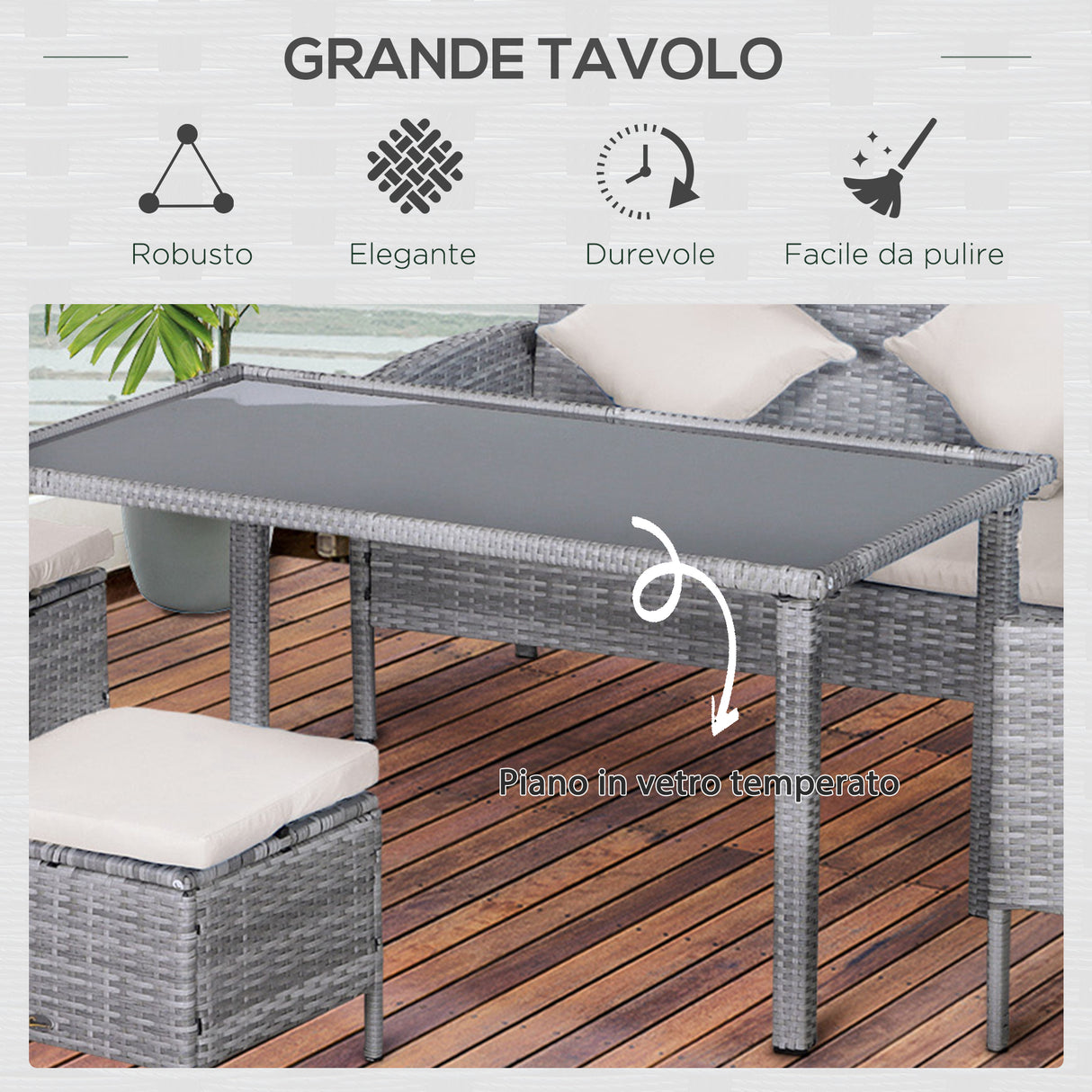 Easycomfort Set 5 Pezzi Salotto da Esterno con 2 Divani 1 Tavolino 2 Sgabelli, Mobili da Giardino in Rattan Grigio