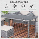 Easycomfort Set 5 Pezzi Salotto da Esterno con 2 Divani 1 Tavolino 2 Sgabelli, Mobili da Giardino in Rattan Grigio