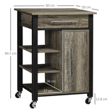 easycomfort easycomfort carrello da cucina portavivande con ruote legno truciolato 60x50x84 5cm marrone