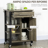 easycomfort easycomfort carrello da cucina portavivande con ruote legno truciolato 60x50x84 5cm marrone