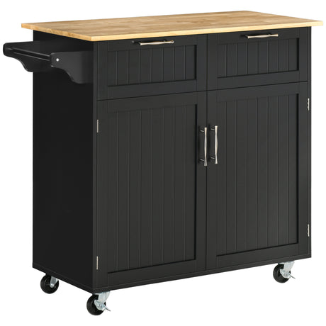 easycomfort easycomfort carrello da cucina multiuso in legno con 2 cassetti armadietto e 4 ruote 104x46x91cm nero