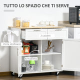 easycomfort easycomfort carrello da cucina multiuso in legno con 2 cassetti 104x46x91cm bianco
