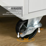 easycomfort easycomfort carrello da cucina multiuso in legno con 2 cassetti 104x46x91cm bianco