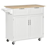 easycomfort easycomfort carrello da cucina multiuso in legno con 2 cassetti 104x46x91cm bianco