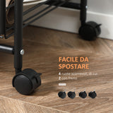 easycomfort easycomfort carrello da cucina con 2 cesti estraibili in metallo 2 ripiani in legno truciolato e ganci laterali 40x38x111cm