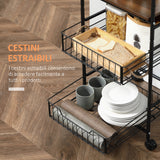 easycomfort easycomfort carrello da cucina con 2 cesti estraibili in metallo 2 ripiani in legno truciolato e ganci laterali 40x38x111cm