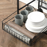 easycomfort easycomfort carrello da cucina con 2 cesti estraibili in metallo 2 ripiani in legno truciolato e ganci laterali 40x38x111cm