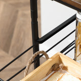 easycomfort easycomfort carrello da cucina con 2 cesti estraibili in metallo 2 ripiani in legno truciolato e ganci laterali 40x38x111cm