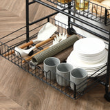 easycomfort easycomfort carrello da cucina portavivande stile industriale con 4 ruote 2 cestini e 4 ganci 60x38x85 5cm marronenero