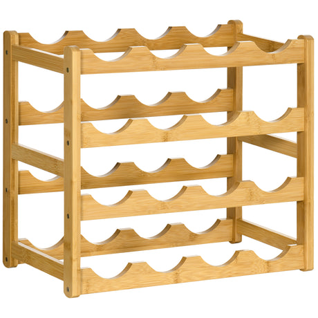 easycomfort easycomfort scaffale portabottiglie vino a 4 livelli per 16 bottiglie in legno di bambu 43x23 5x38cm